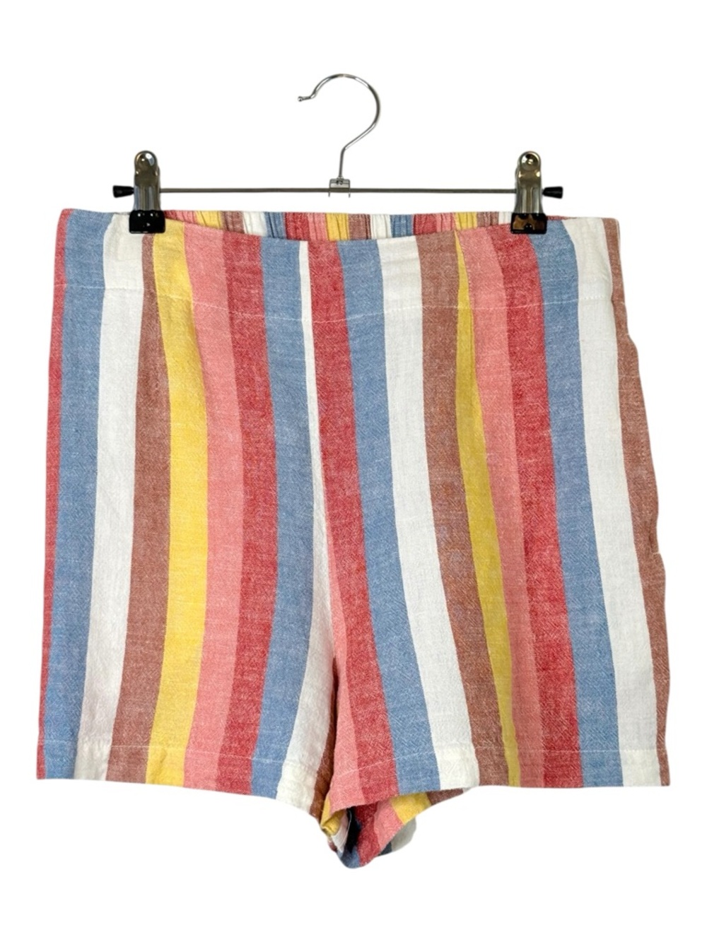 Versona Linen Blend Flat Front Multicolor Beach Stripe Shorts Women’s Small